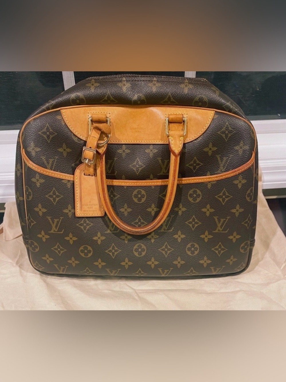Louis Vuitton Brown Monogram Canvas Duffel with Tan Leather Trim